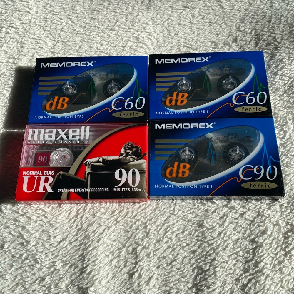 Blank Audio Cassette Tapes sealed, 2x60 minute 2x90 minute Maxwell Memorex